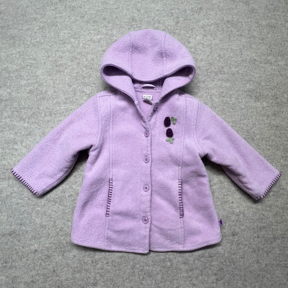 Gymboree VTG Lilac Purple Fleece Hooded Jacket 18-24 Months Embroidered‎ Flowers